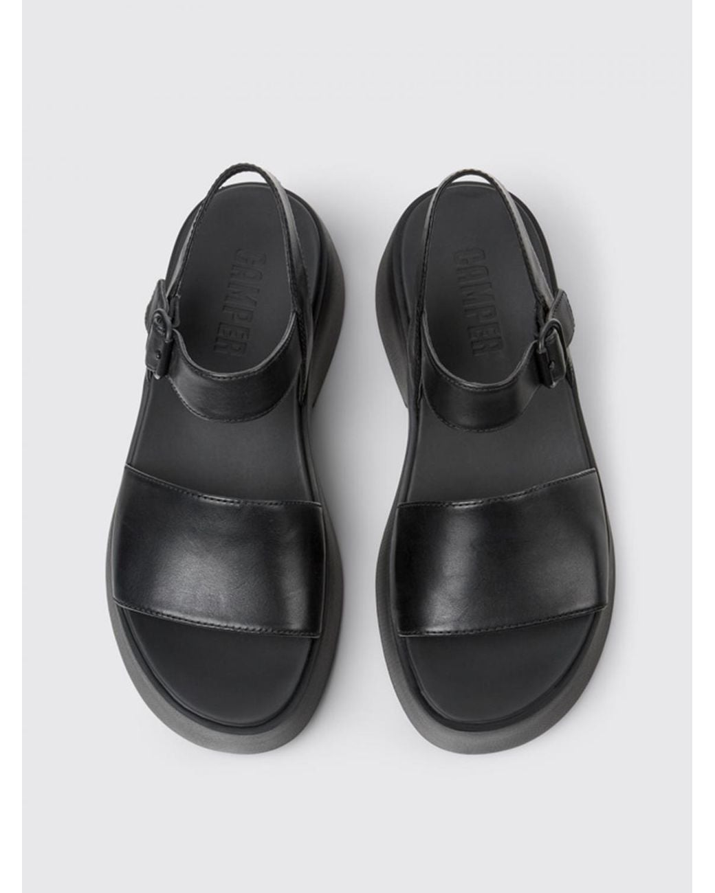 Camper Black Tasha Platform Sandal Leather