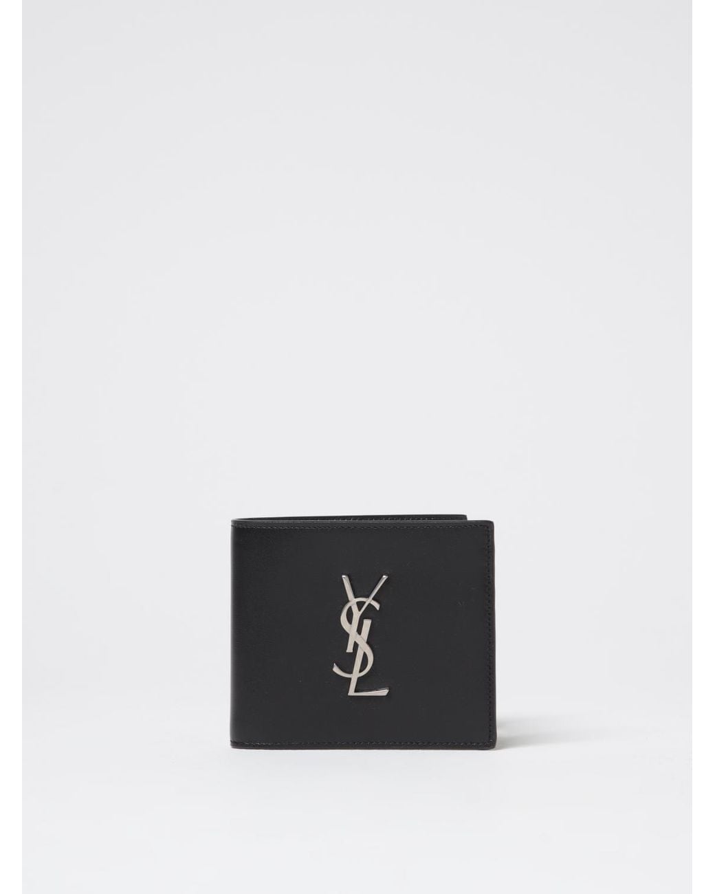 Saint Laurent White Cassandre East/West Leather Wallet for men