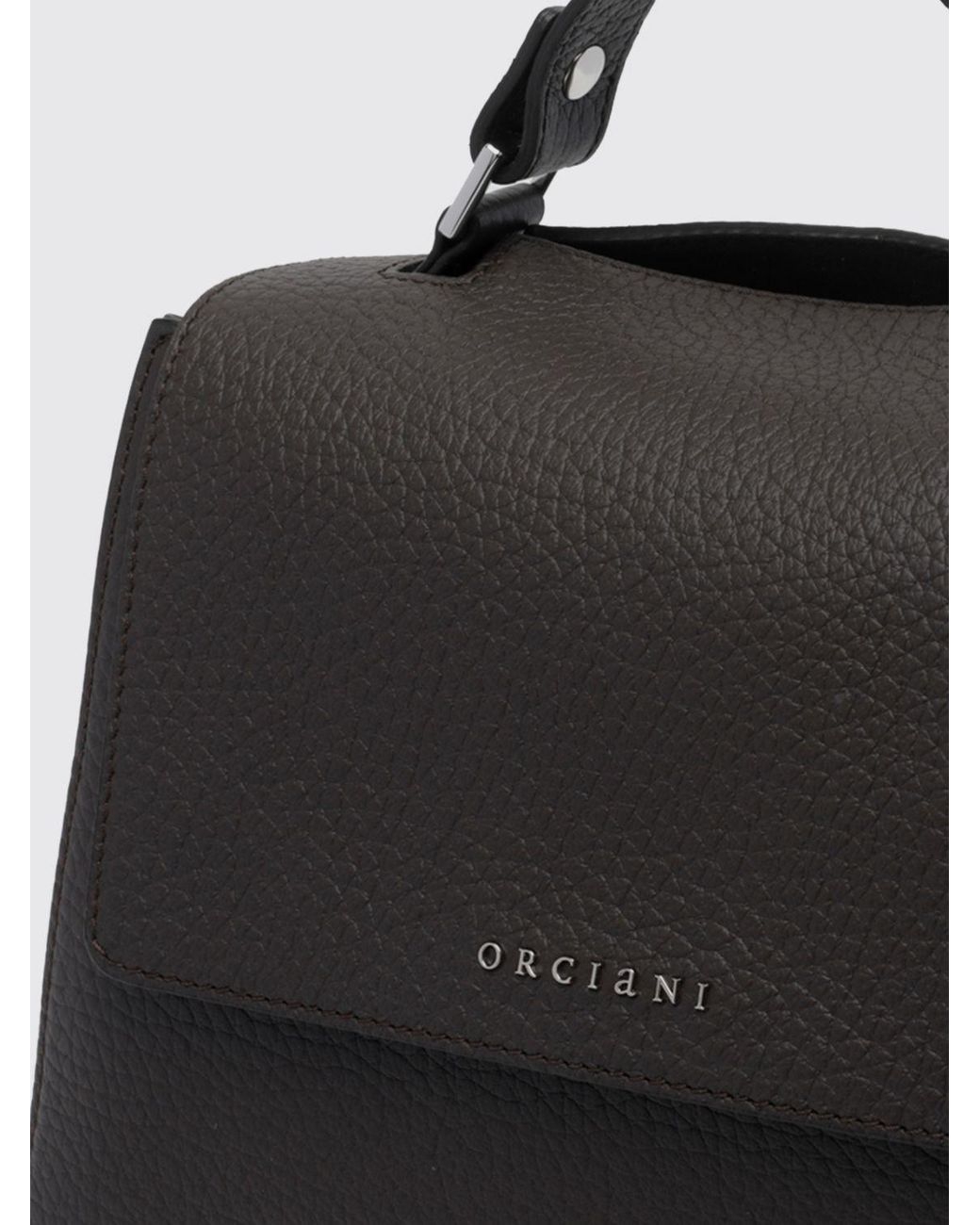 Orciani Black Sveva Hammered Leather Handbag With Handle And Shoulder Strap