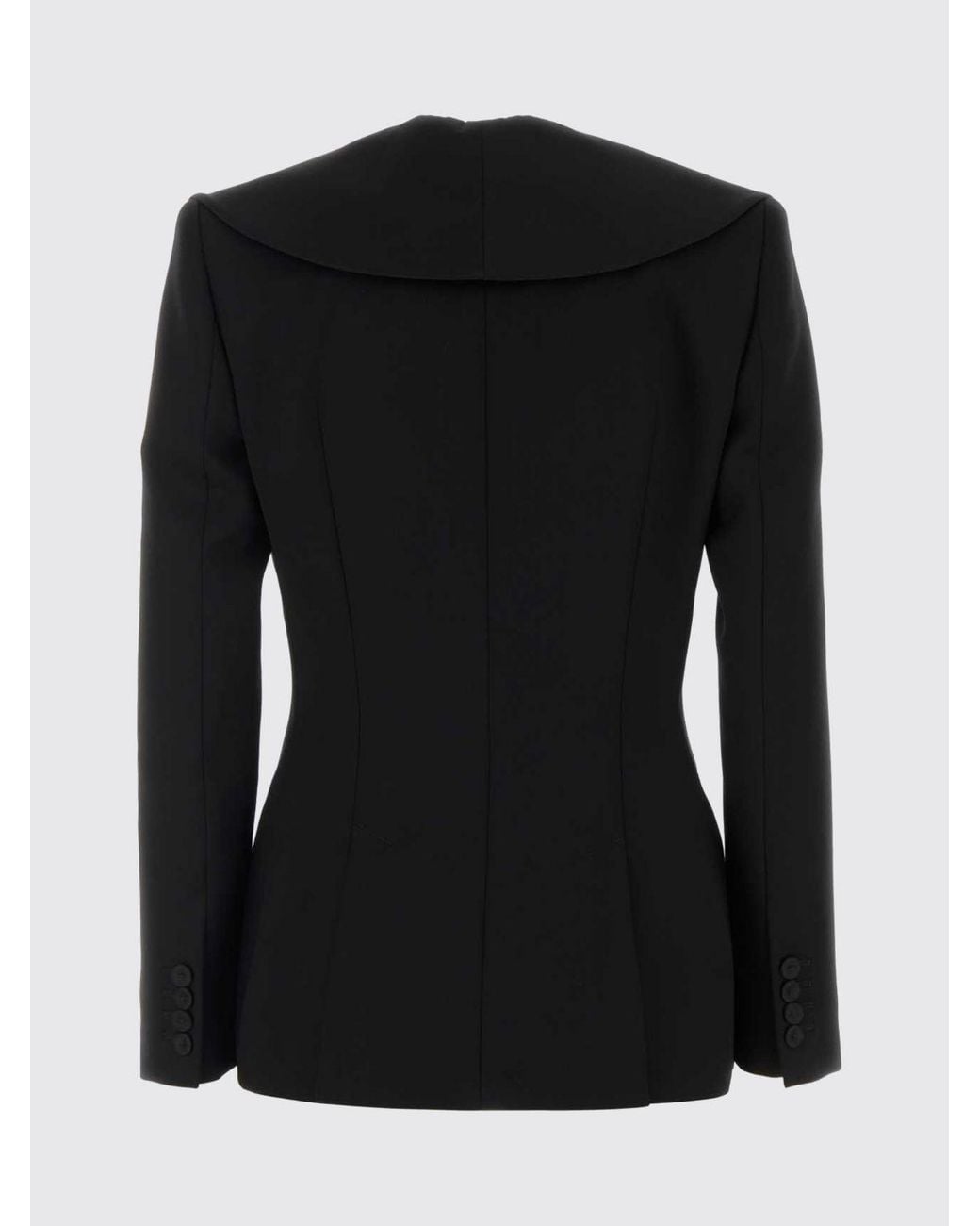 McQueen Blue Single-Breasted Pure Wool Blazer With Ruffle Appliqué