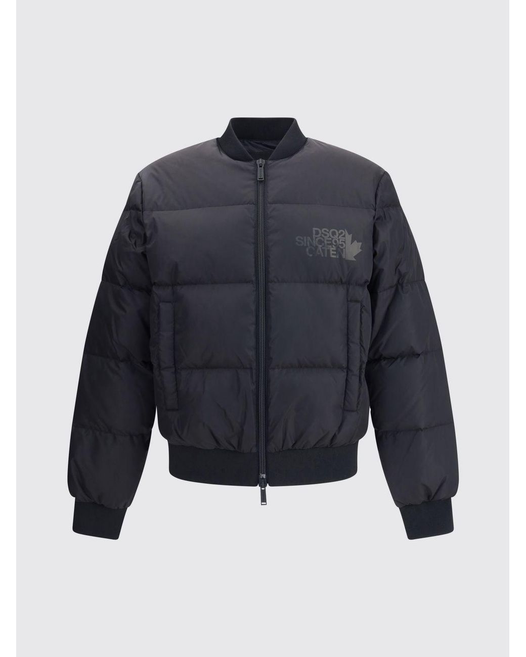 DSquared² Blue Easy Quilted Nylon Bomber Jacket With Ribbed Collar for men