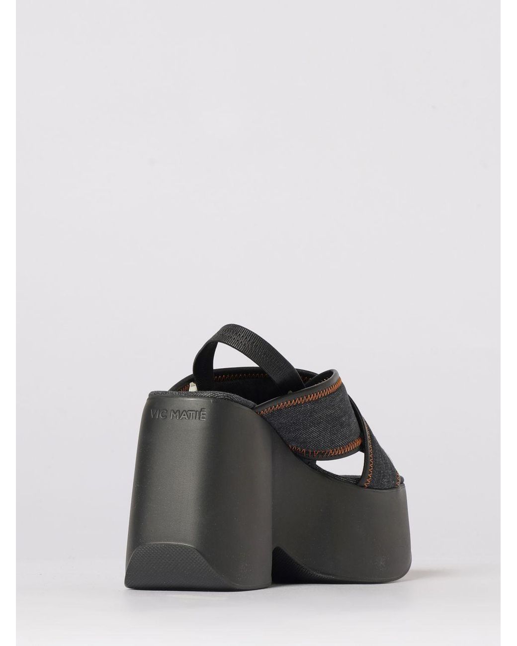Vic Matié Black Vic MatiÉ Cotton Denim Wedge Sandals