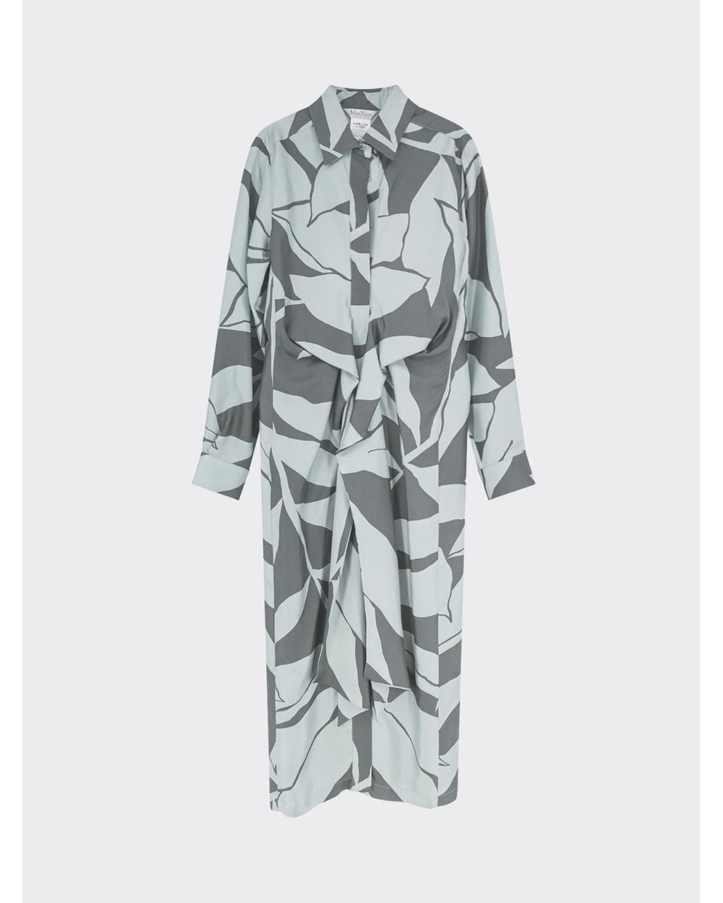 Max Mara Green Printed Silk Shirt Dress