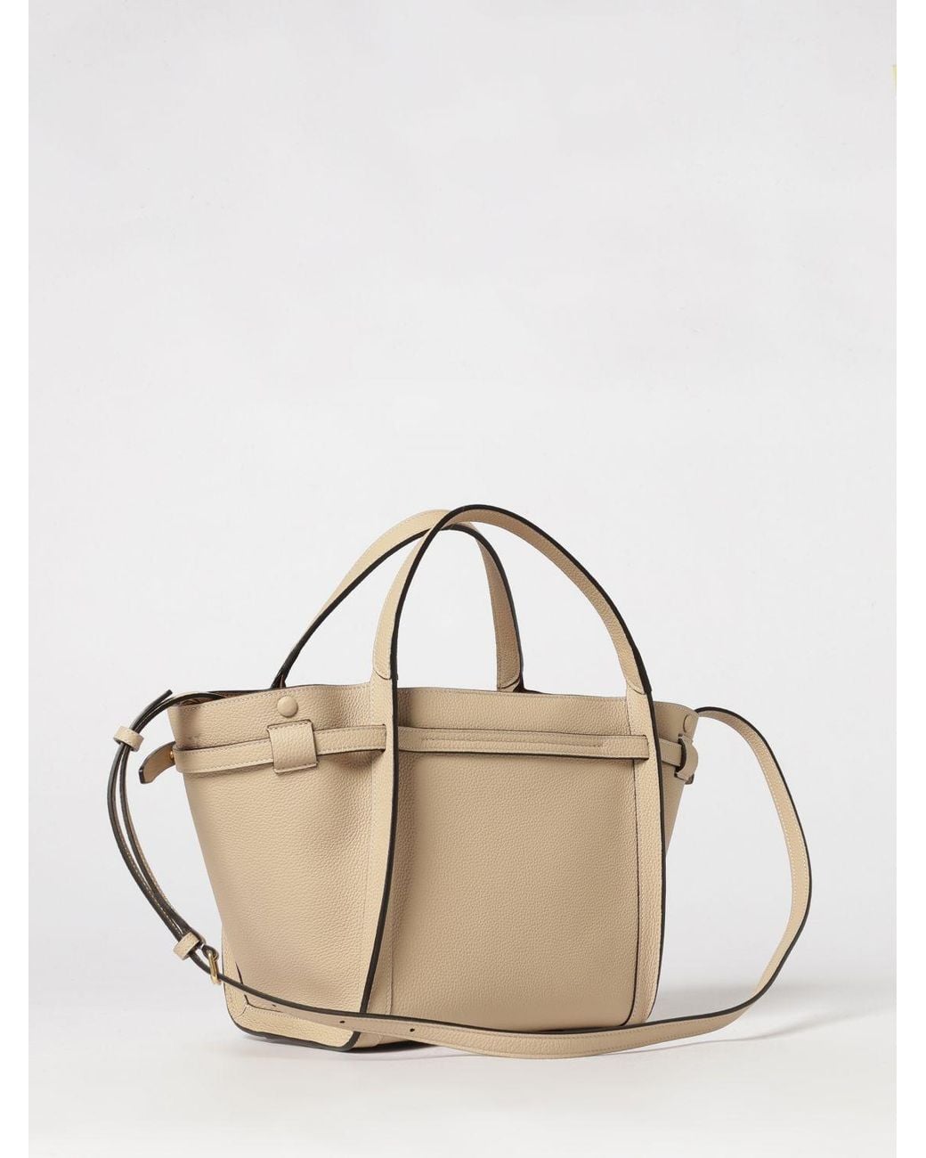Tod's Natural T Signature Grained Leather Handbag With T Timeless Logo