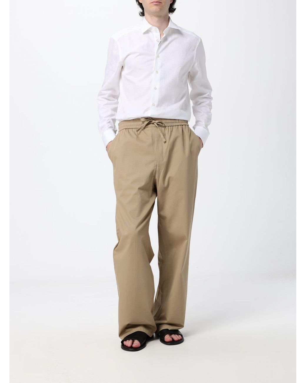 Etro White Long-Sleeved Cotton Poplin Shirt With A French Collar for men