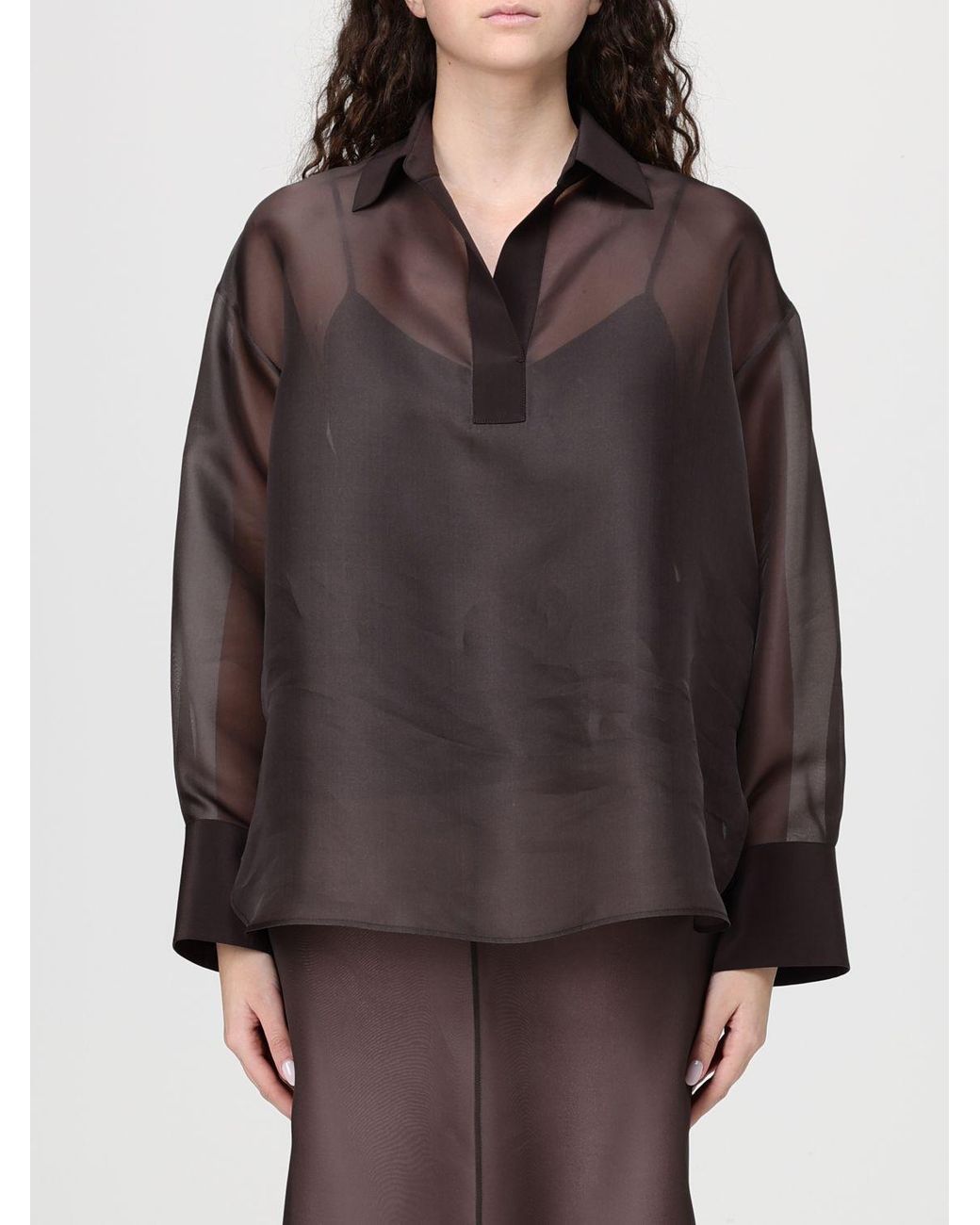Agnona Brown Silk Organza Shirt