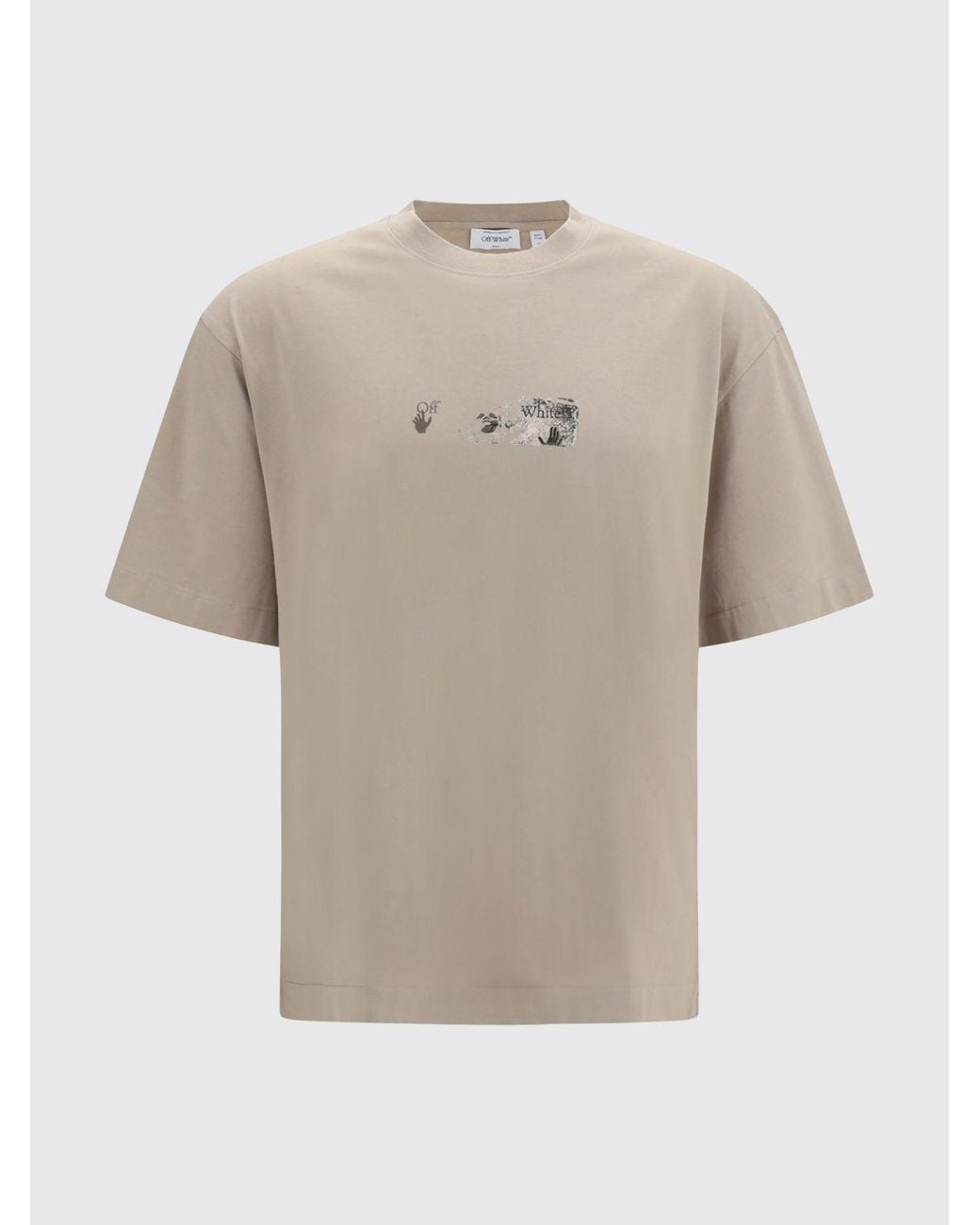Off-White c/o Virgil Abloh Natural Cotton T-Shirt With Graphic Arrow Logo Print On The Back for men