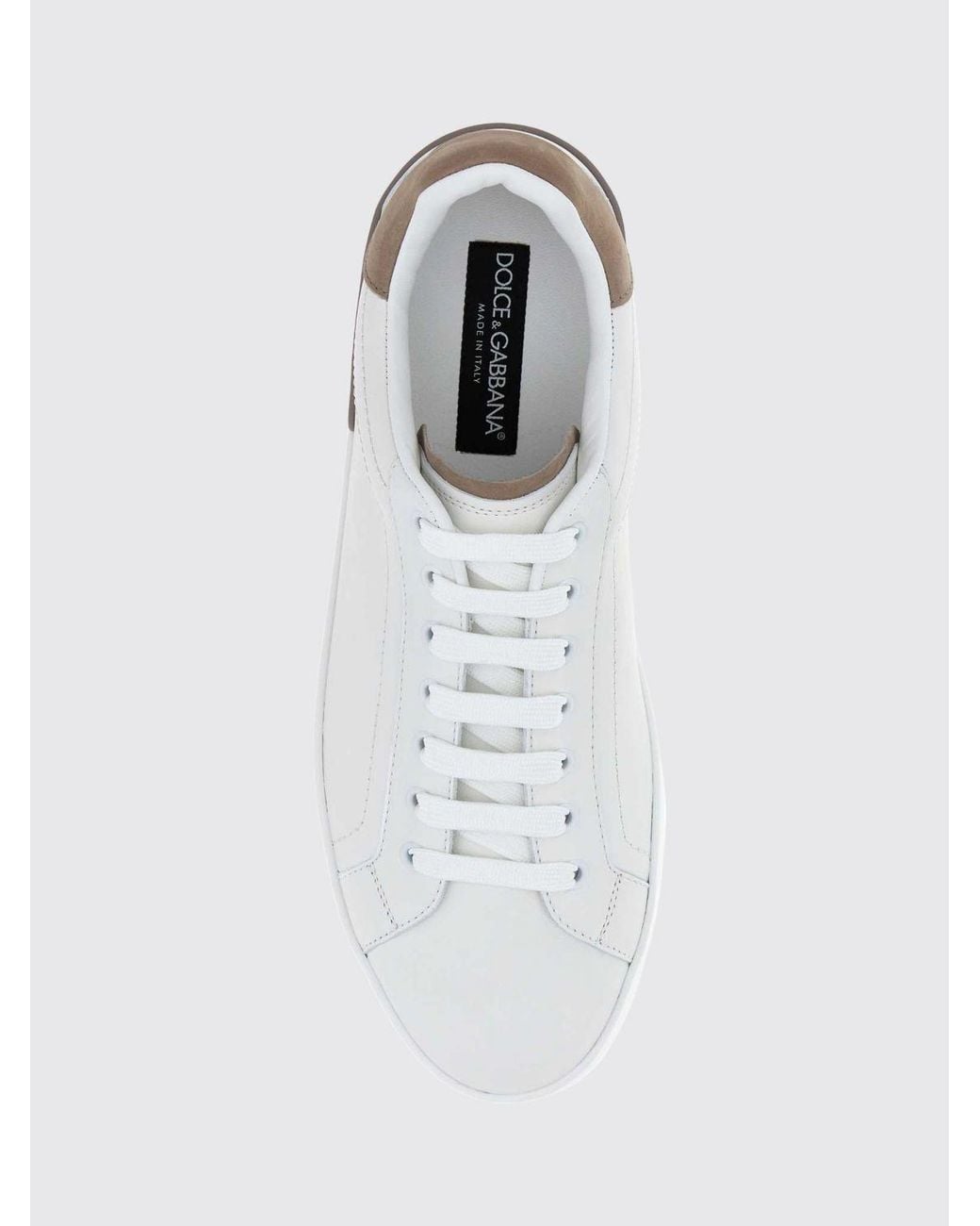 Dolce & Gabbana White Dolce &Amp Gabbana Portofino Smooth Calfskin Sneakers With Rear Logo for men