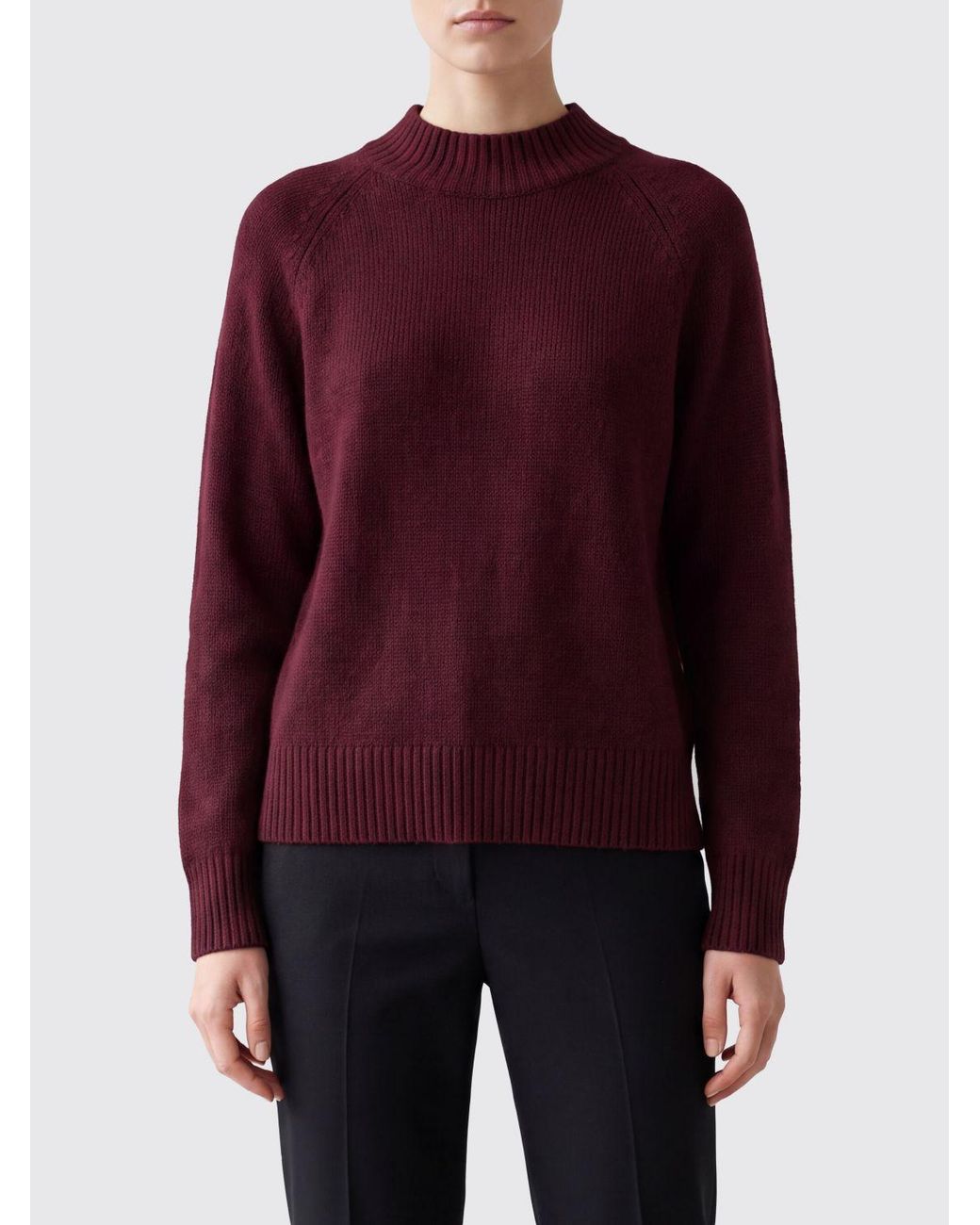 Allude Purple Slim Fit Long-Sleeved Cashmere Mock Neck Jumper