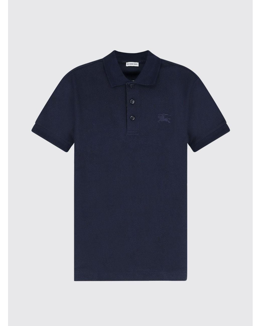 Burberry Blue Short-Sleeved Cotton Polo Shirt With Embroidered Ekd Logo for men