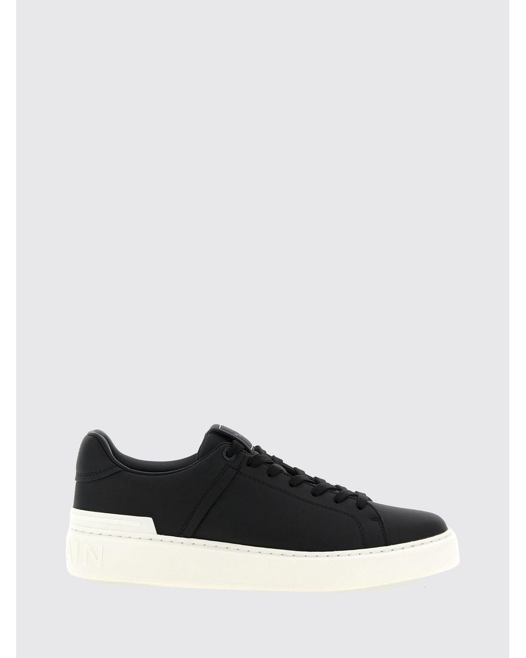 Balmain White B-Court Bicolour Smooth Calf Leather Trainers for men