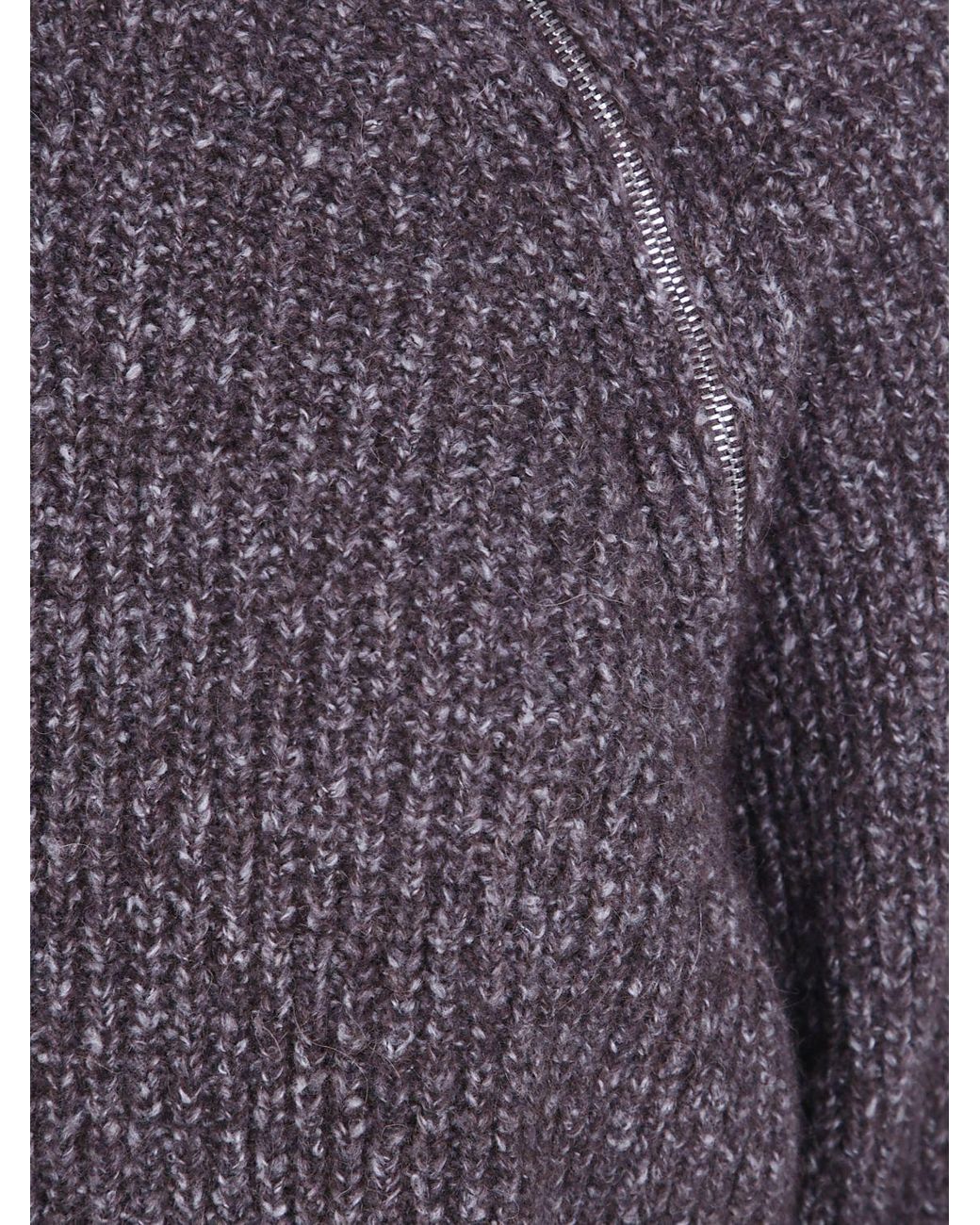 Mrz Purple Slim Fit Zipped High-Neck Alpaca Blend Jumper