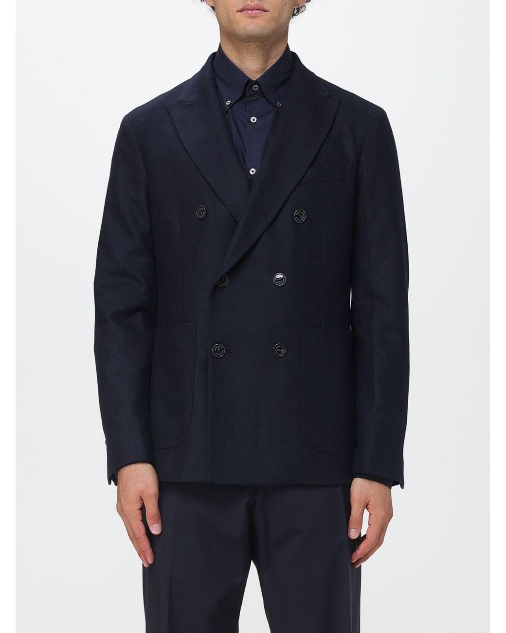 Brooksfield Blue Double-Breasted Peacoat for men