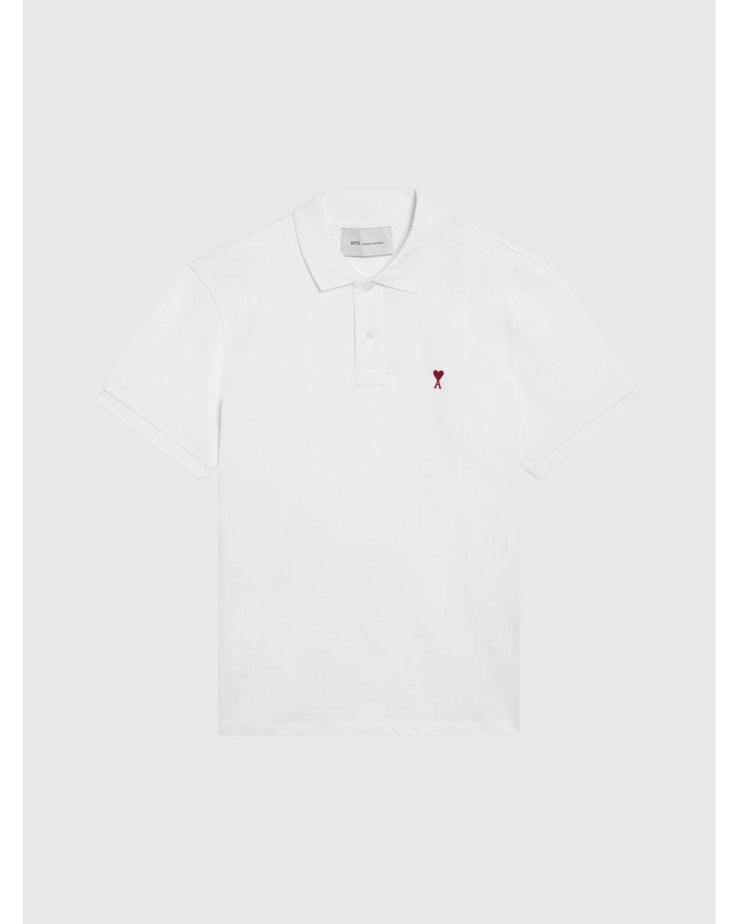 AMI White Short-Sleeved Polo Shirt for men