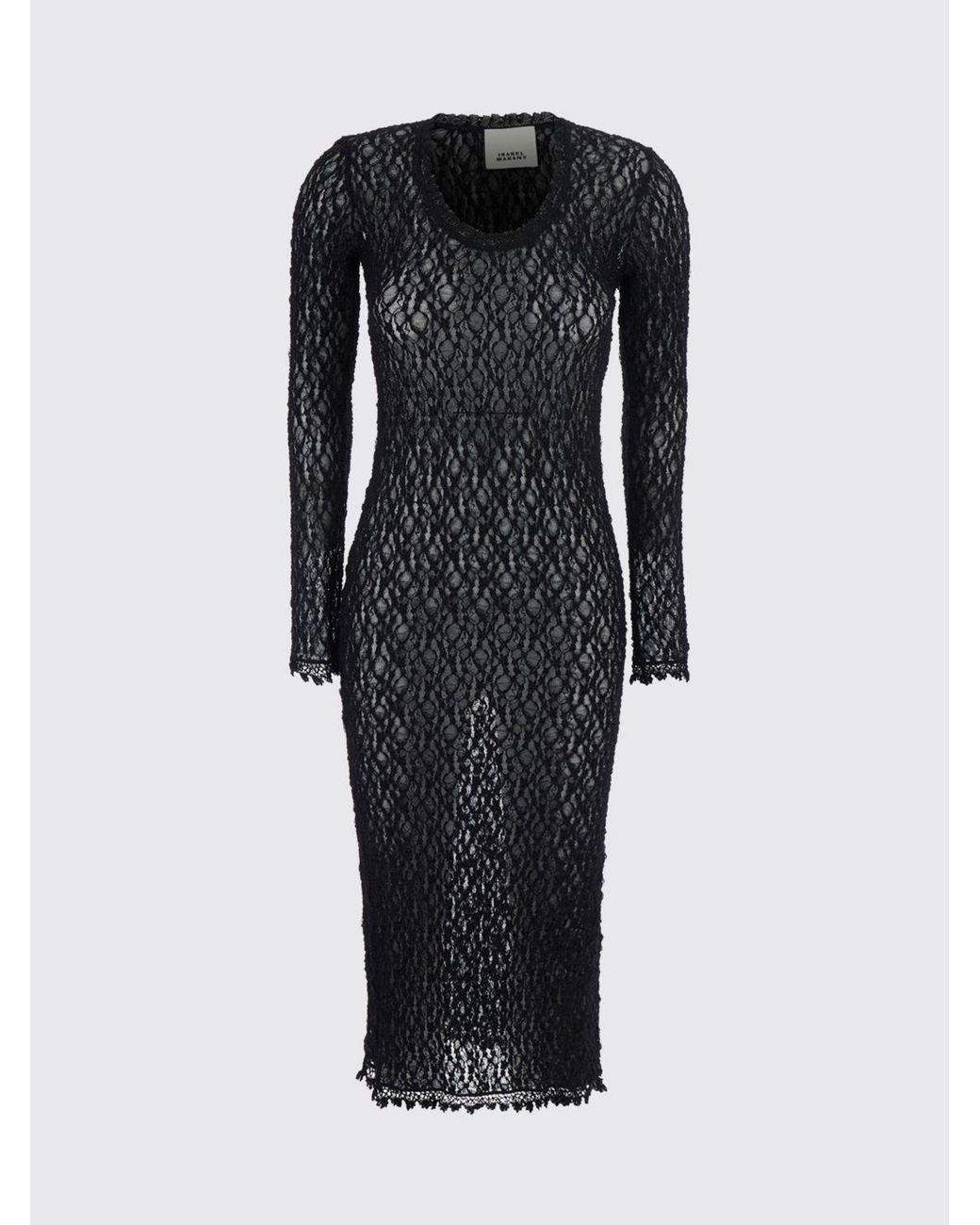 Isabel Marant Blue Balsane Long-Sleeved Lace Midi Dress