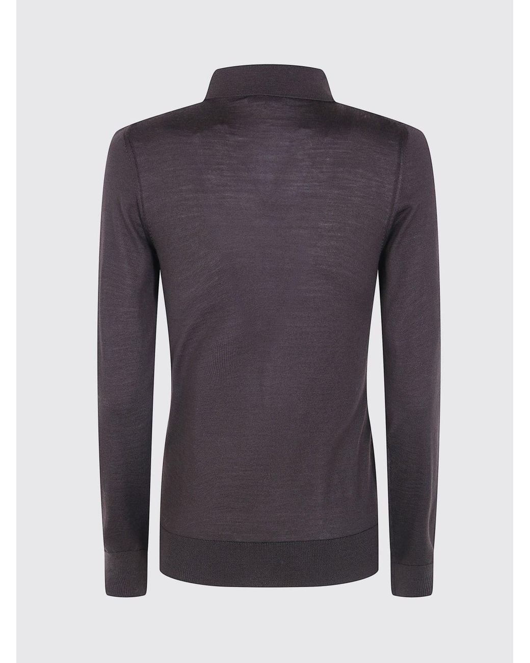 Mrz Blue Slim Fit Long-Sleeve Virgin Wool Knit Polo