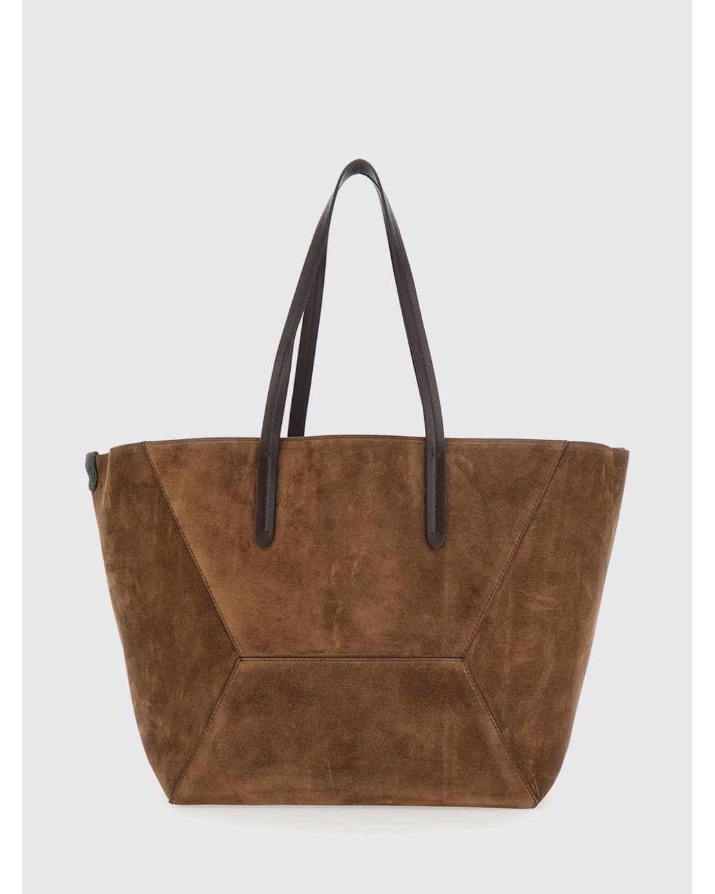 Brunello Cucinelli Brown Bc Duo Suede Tote Bag With Monili Embellishment