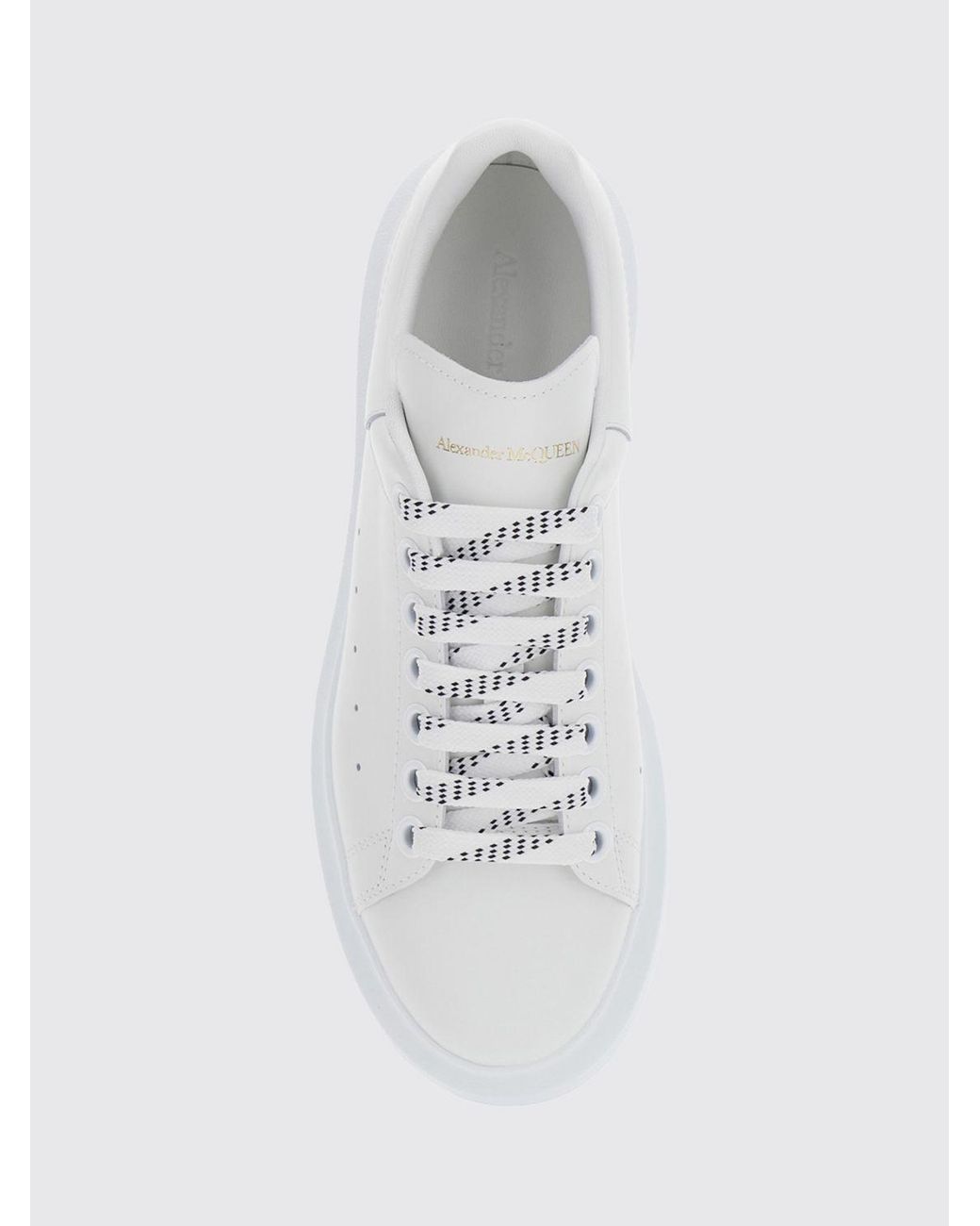 McQueen White Oversize Calf Leather Sneakers With Contrasting Heel And Laminated Logo