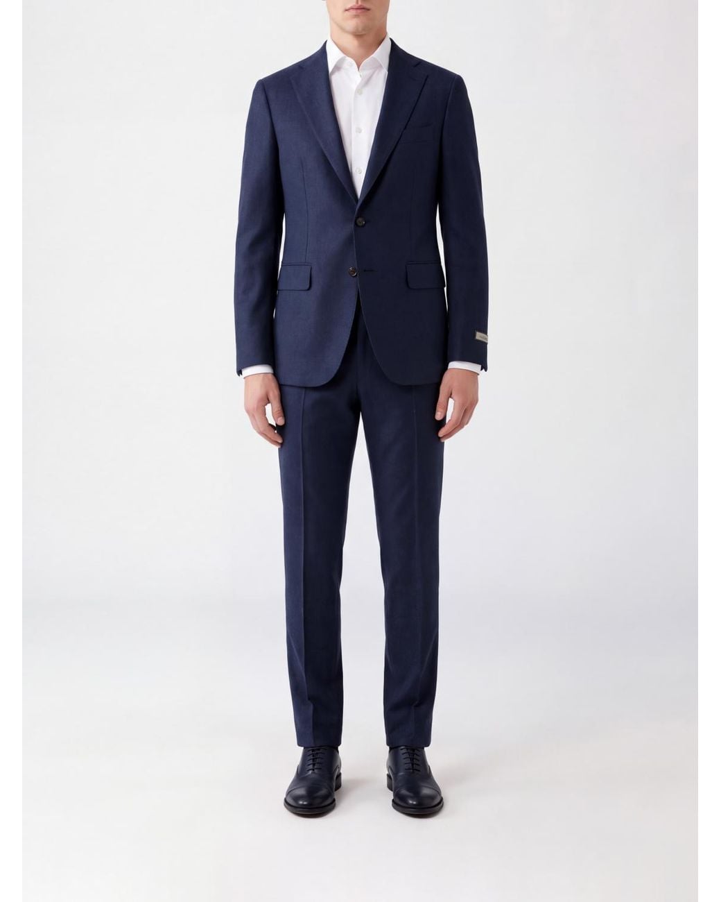 Canali Blue Single-Breasted Virgin Wool Suit With Classic Lapels for men