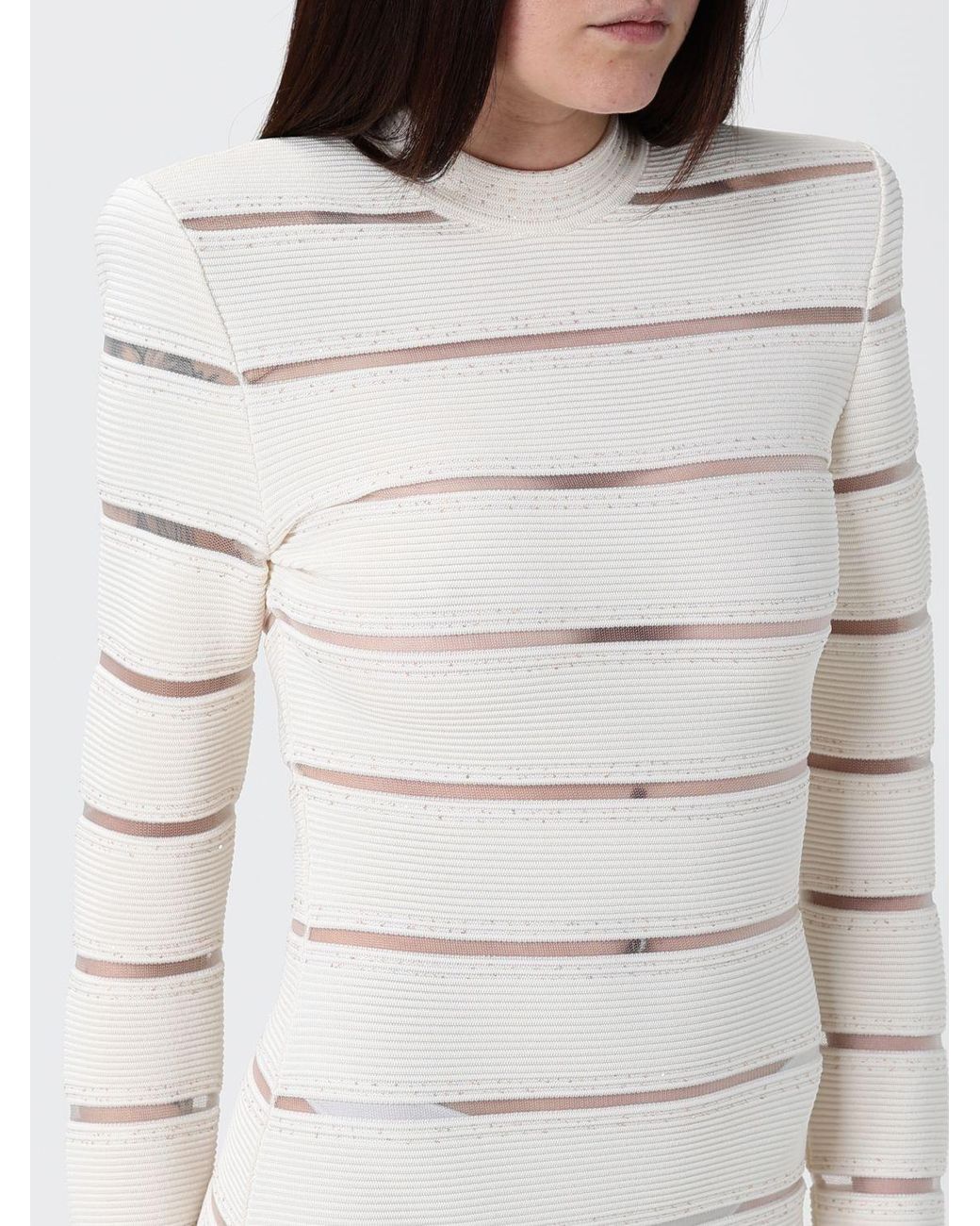 Balmain White Rhinestone Embellished Viscose Blend Mini Dress