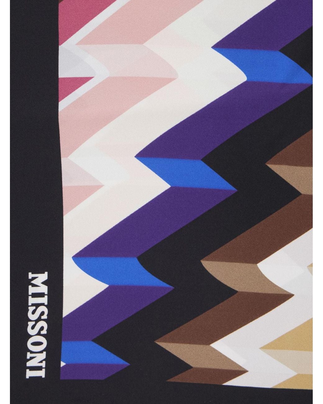 Missoni Blue Square Pure Silk Foulard With Zig-Zag Pattern