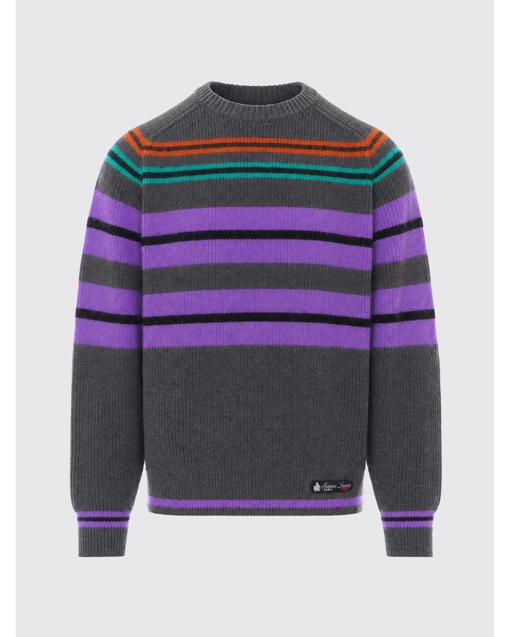Lanvin Blue Striped Wool Mohair And Cashmere Blend Crewneck Jumper for men