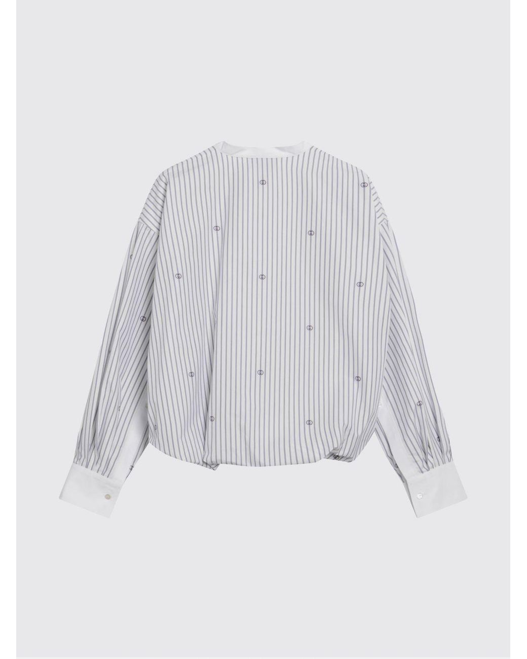 Camisa De Algodón A Rayas Con Monograma Gg Gucci de color White