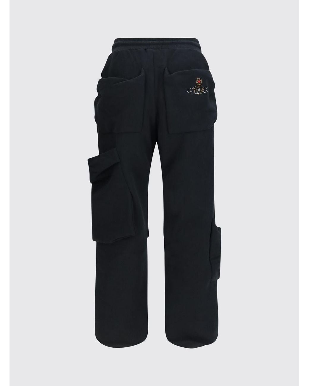 Vivienne Westwood Black Cotton Cargo Jogging Trousers With Embroidered Orb Logo for men