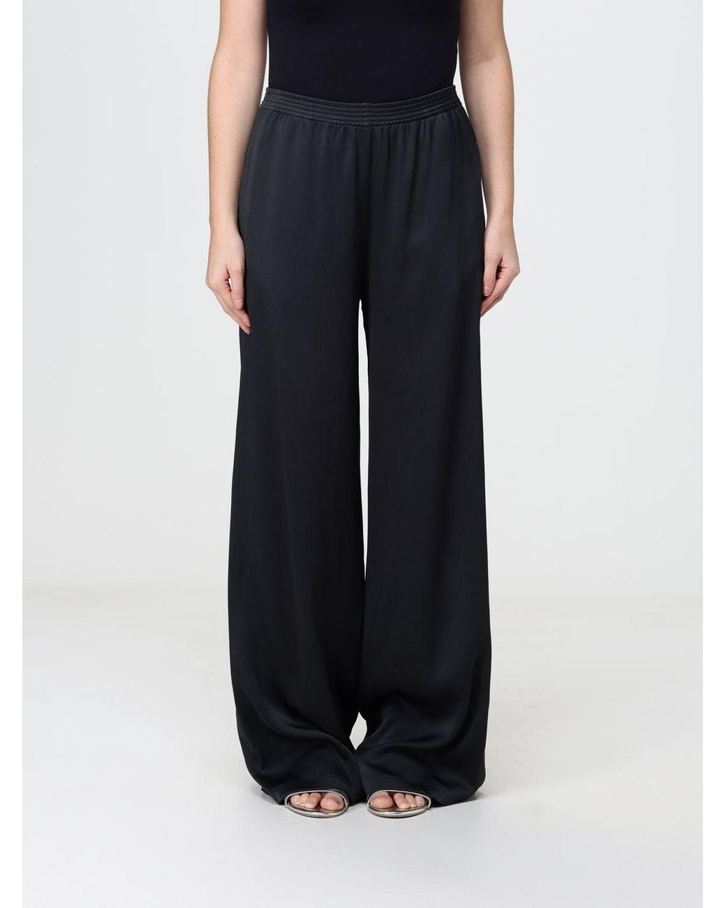 Fabiana Filippi Black High-Waisted Wide-Leg Palazzo Trousers With Elastic Waistband