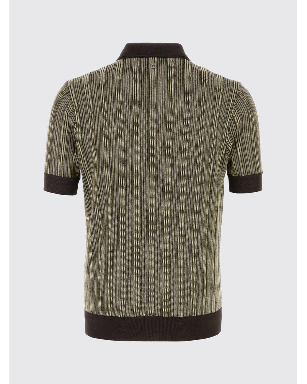 Ferragamo Brown Striped Knit Polo for men
