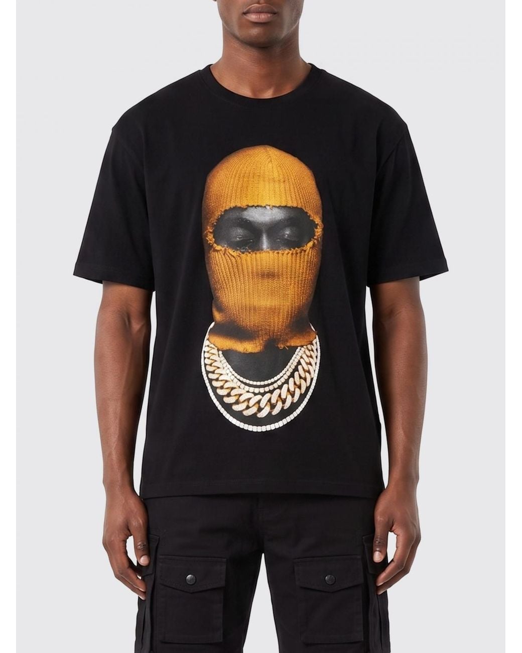 Ih Nom Uh Nit Black Printed Cotton T-Shirt for men