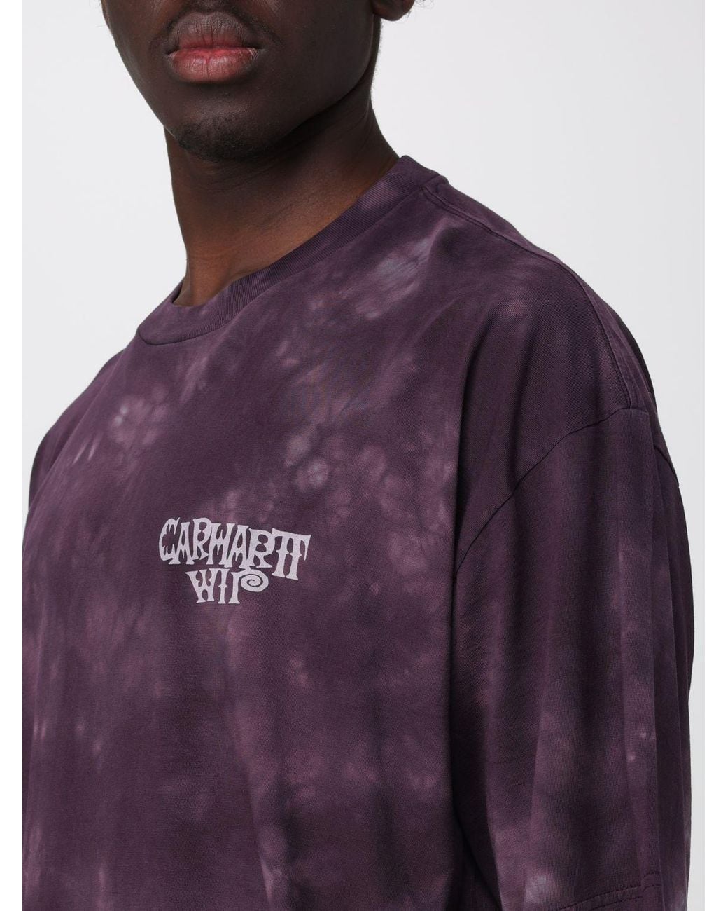 Carhartt Purple Cotton Crew Neck T-Shirt With Print for men