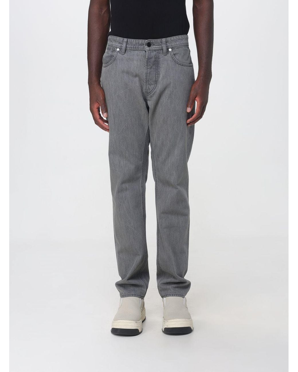 Stone Island Gray Mid-Rise Straight-Fit Cotton Denim Jeans for men