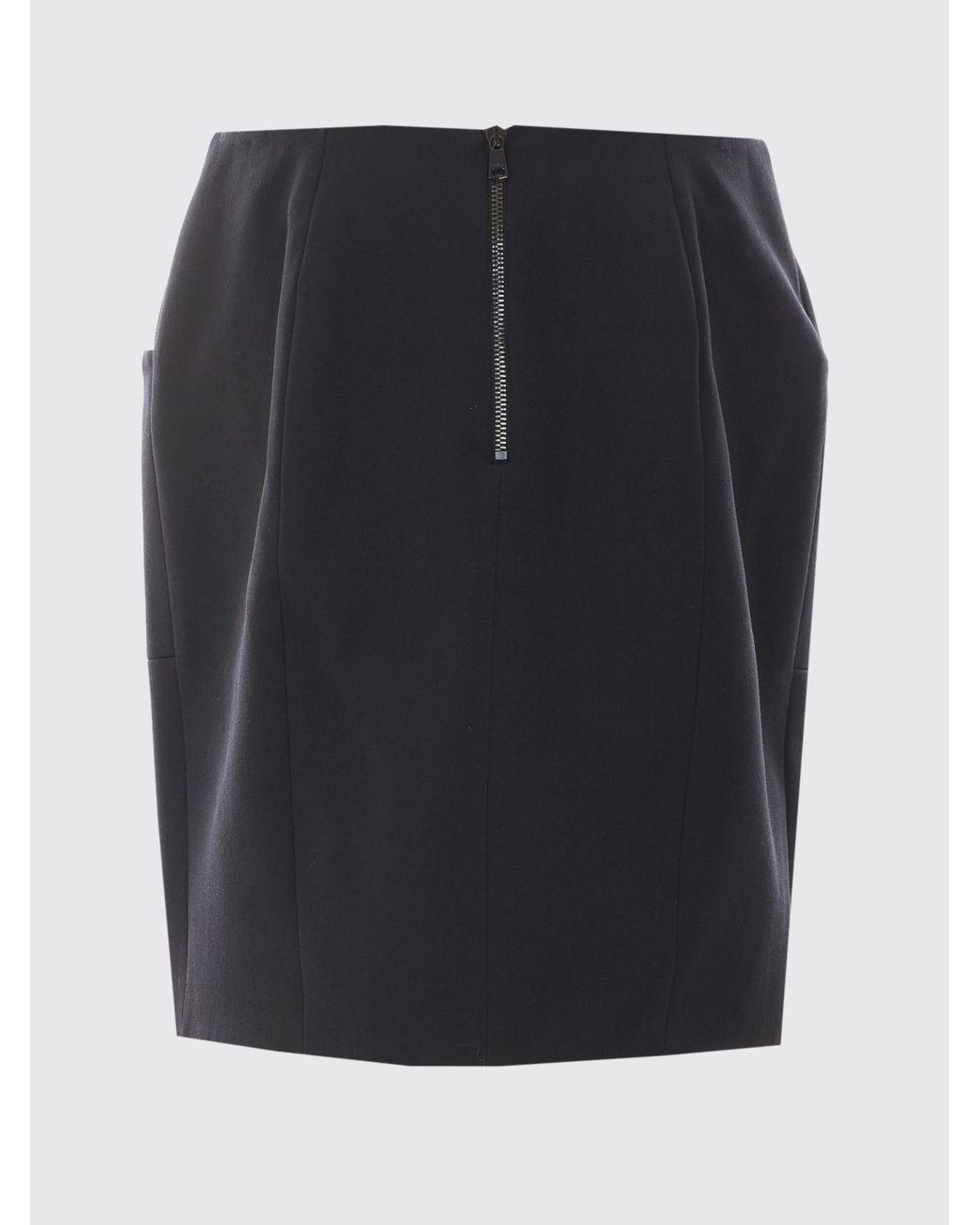 Balmain Black High-Waisted Asymmetrical Virgin Wool Mini Skirt