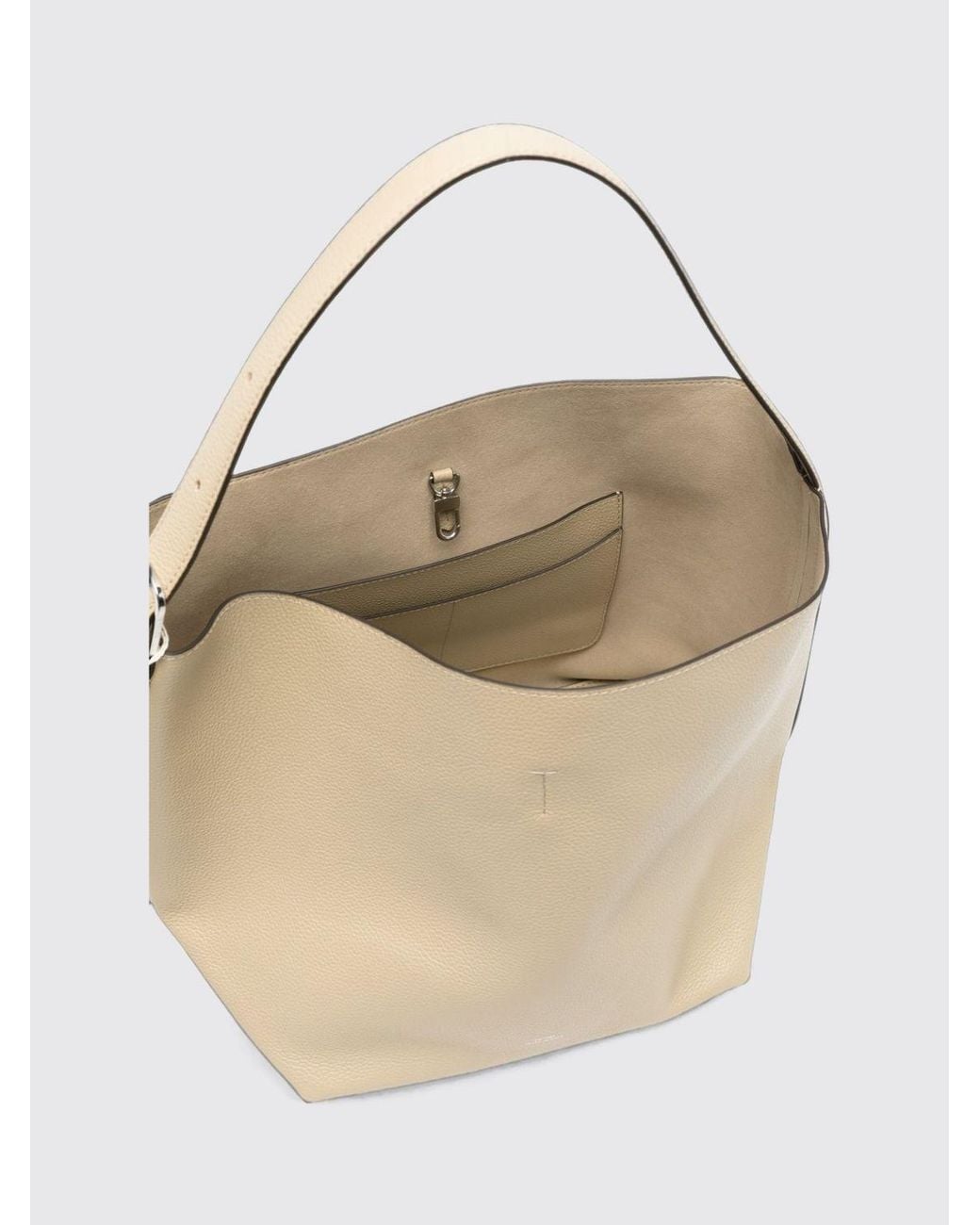 Totême  Natural Medium Grained Leather Tote Bag With Adjustable Handle And Flared Shape