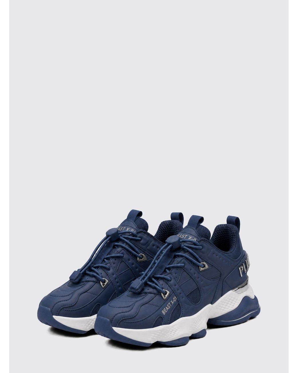 Philipp Plein Blue Runner Beast X-01 Low-Top Trainers With Drawstring Closure for men