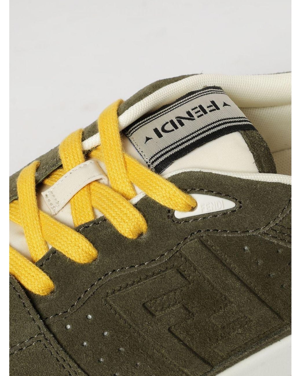 Fendi Green Match Suede Calfskin Trainers With Ff Monogram for men