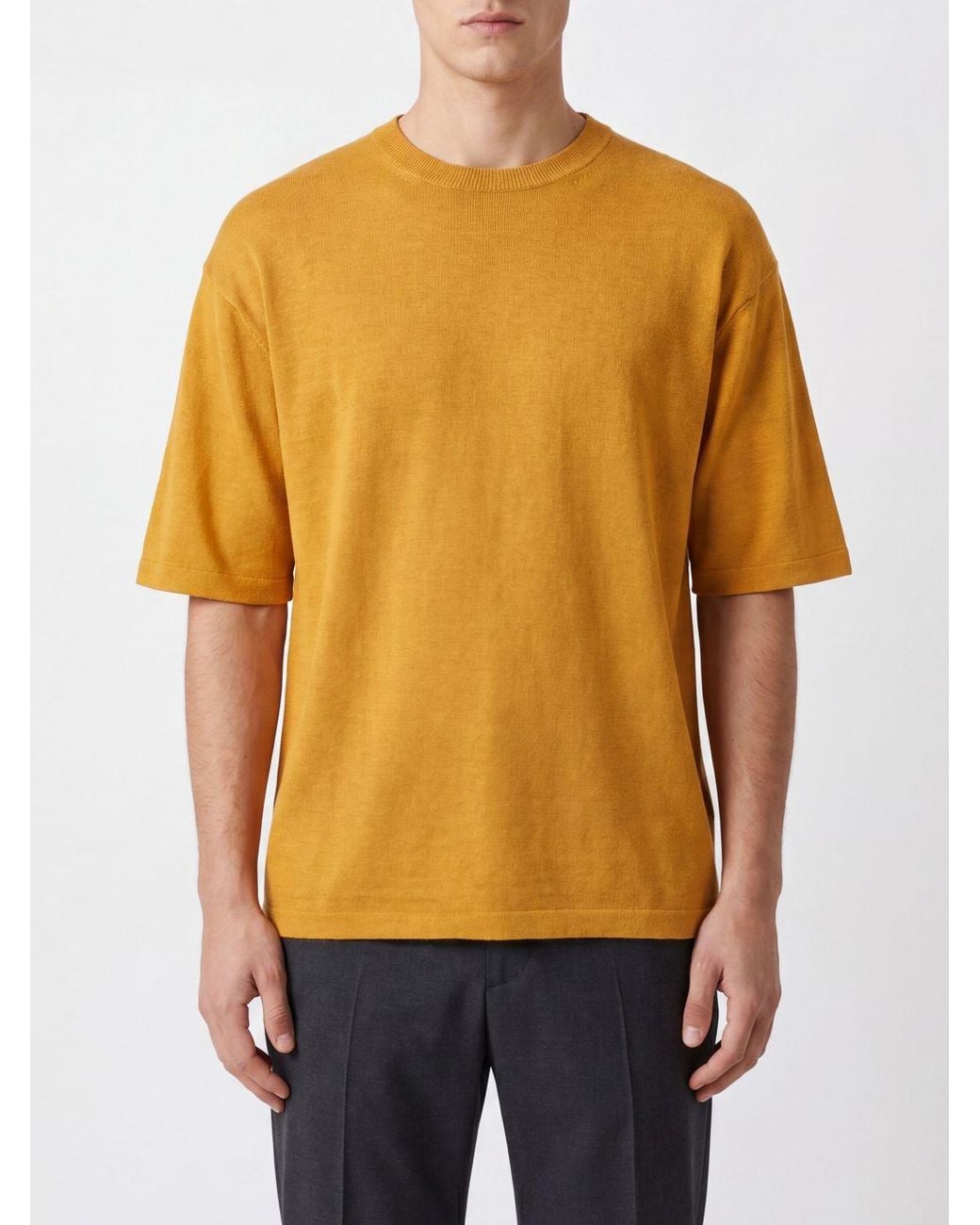 Roberto Collina Yellow Linen T-Shirt for men