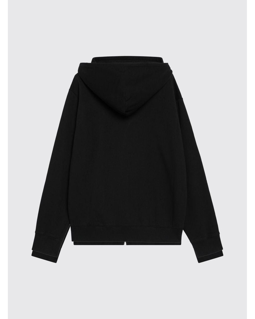 MM6 by Maison Margiela Black Cotton Zip-Up Hoodie With Tonal Logo for men