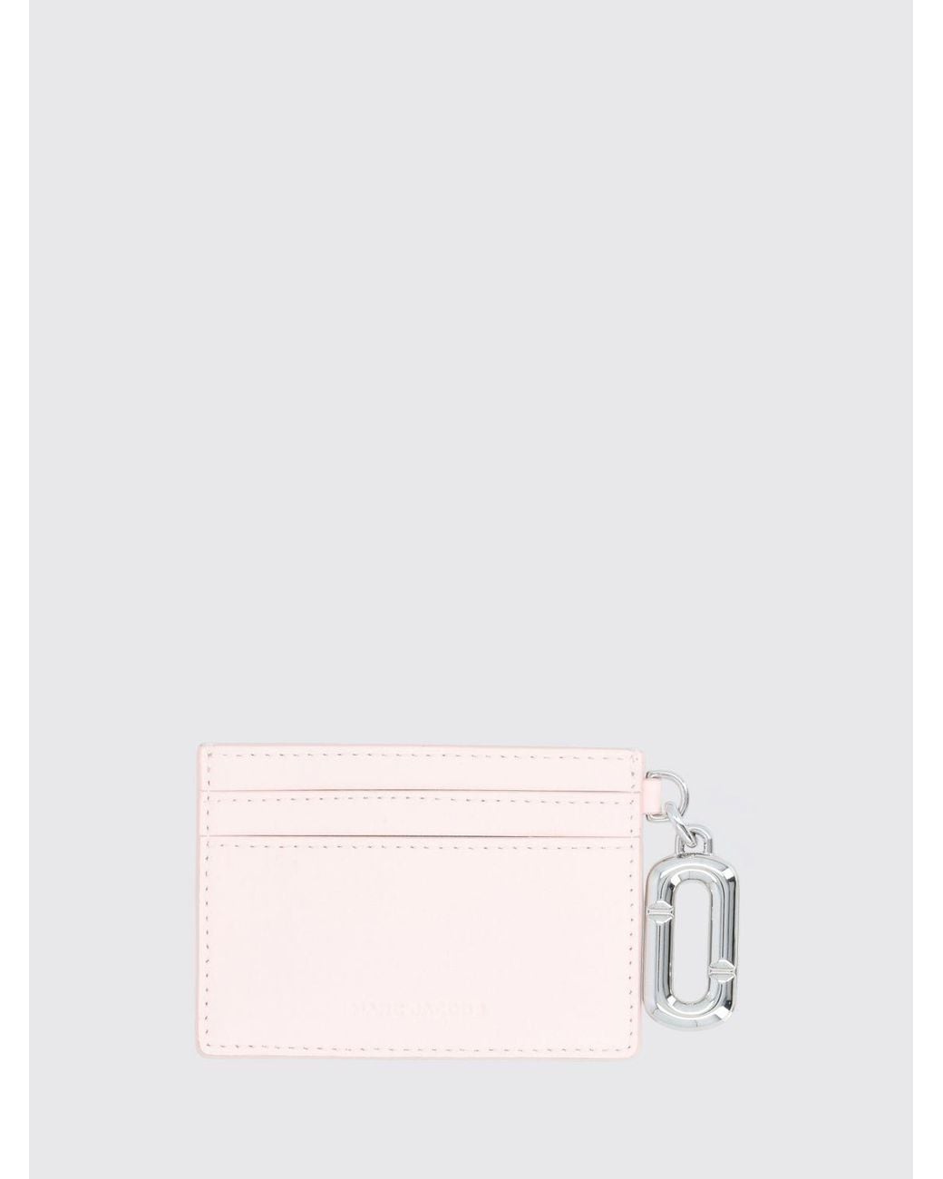 Marc Jacobs Pink Flat Leather Card Holder With Double J Logo