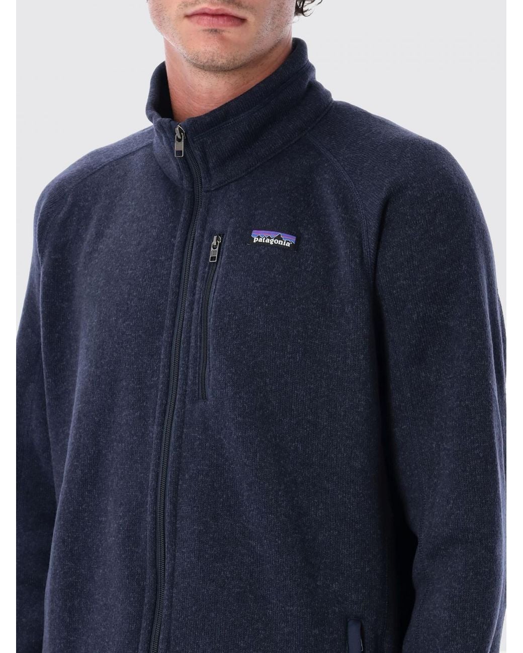 Patagonia Blue Recycled Polyester Full-Zip Fleece Jacket With High Neck for men