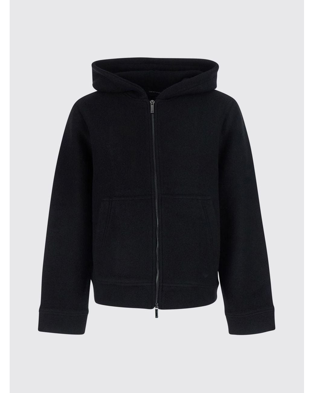 Emporio Armani Blue Hooded Wool And Cotton Blend Zip-Up Sweatshirt for men