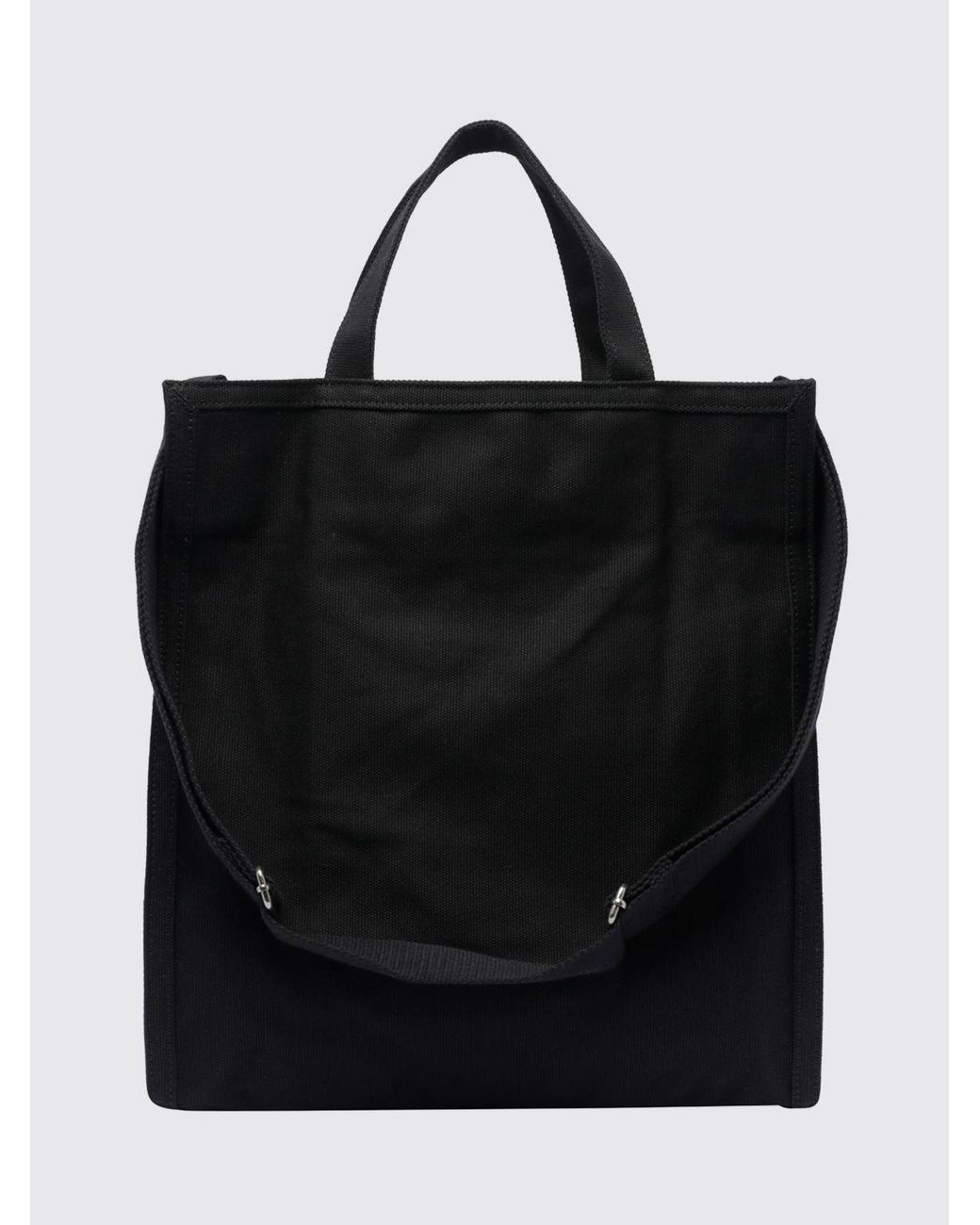 A.P.C. Black Cotton Tote Bag With Double Handle, Removable Strap And Printed Logo for men