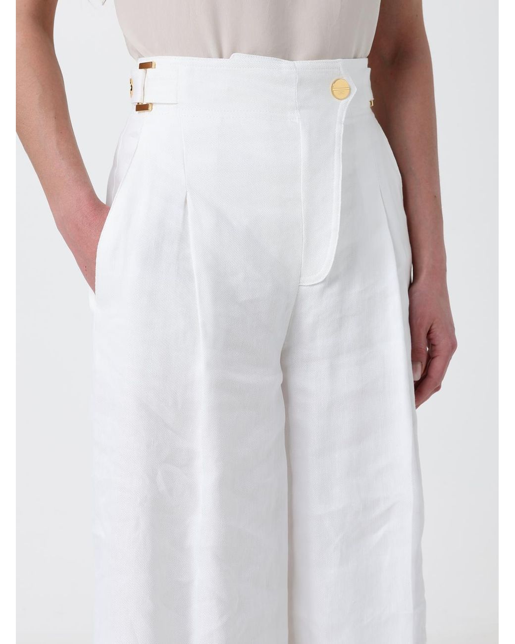 Elisabetta Franchi White Palazzo Trousers