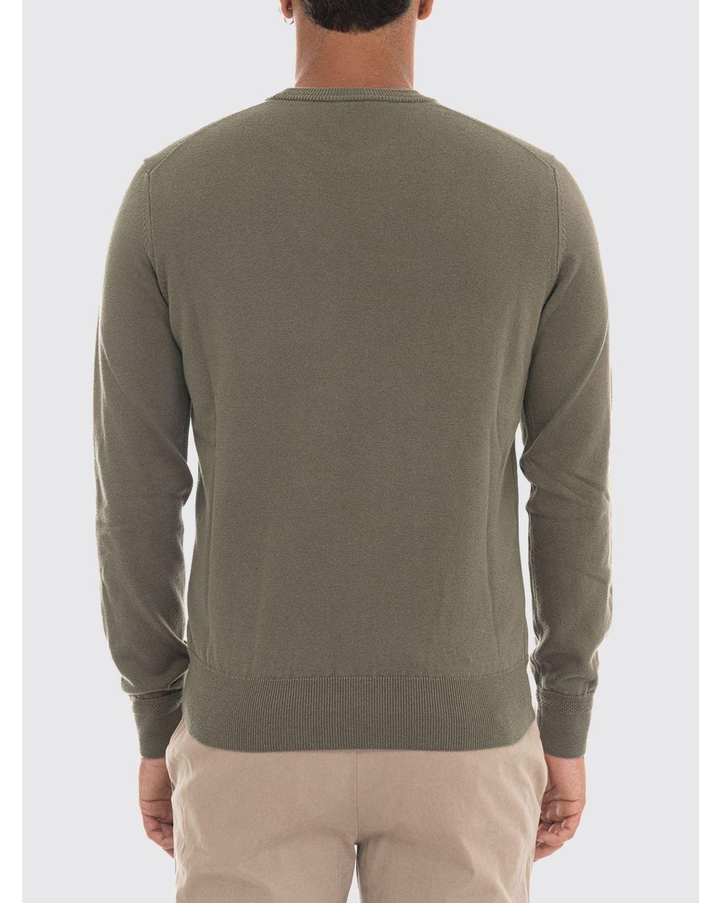 Boss Gray Cotton And Cashmere Crewneck Jumper With Tone-On-Tone Logo for men