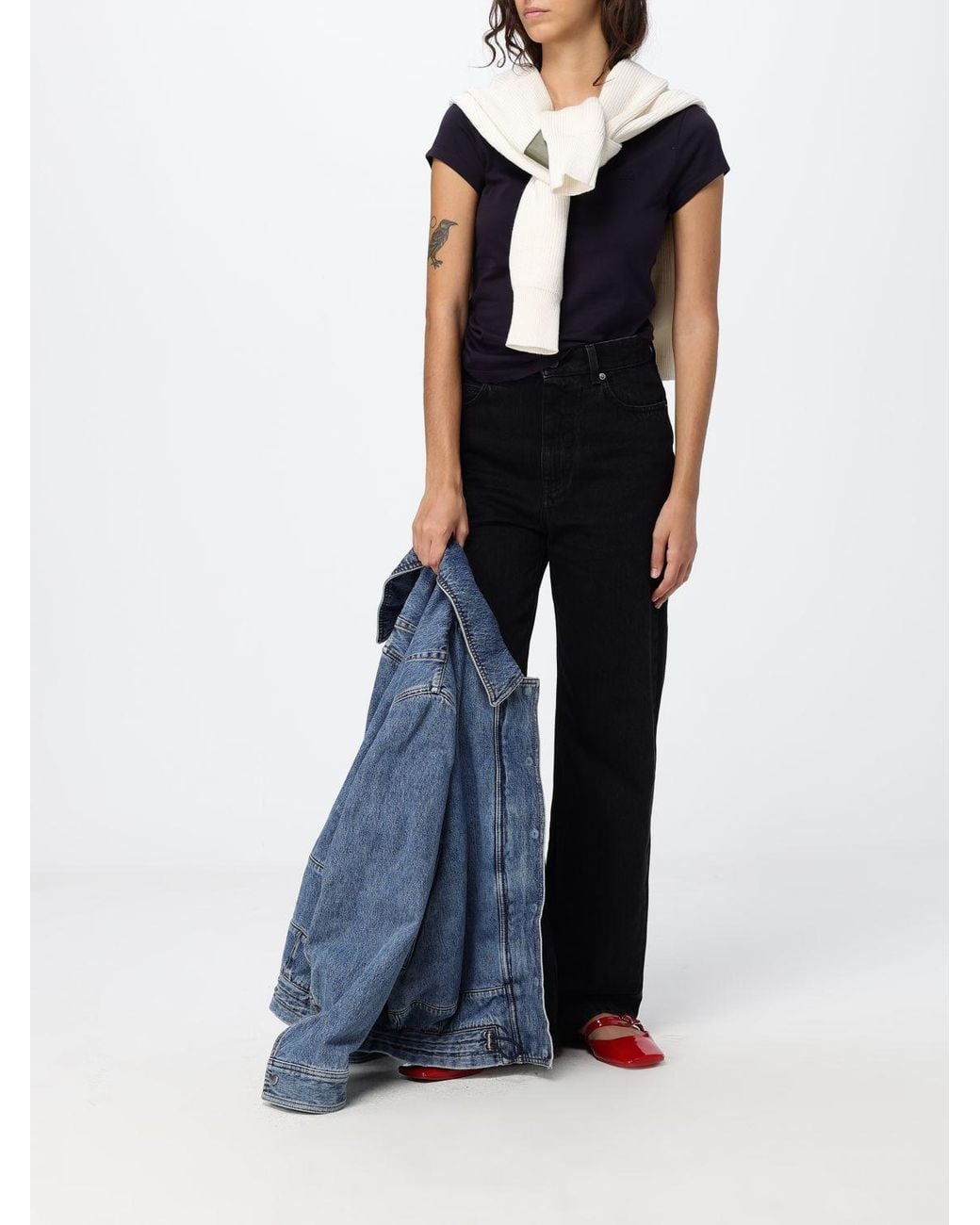 Loewe Blue Cropped Shirt-Style Cotton Denim Jacket