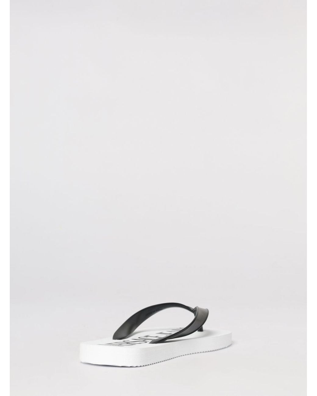 Versace Jeans Couture White Rubber Flip Flops With Printed Logo