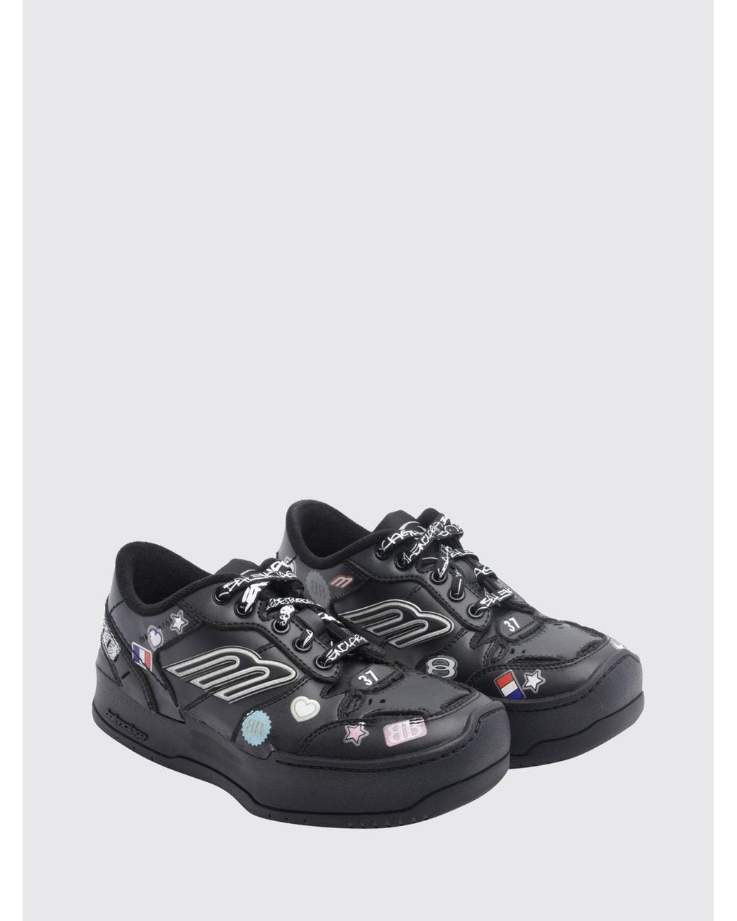Balenciaga White Hamptons Trainers With Printed Monogram And Platform Sole