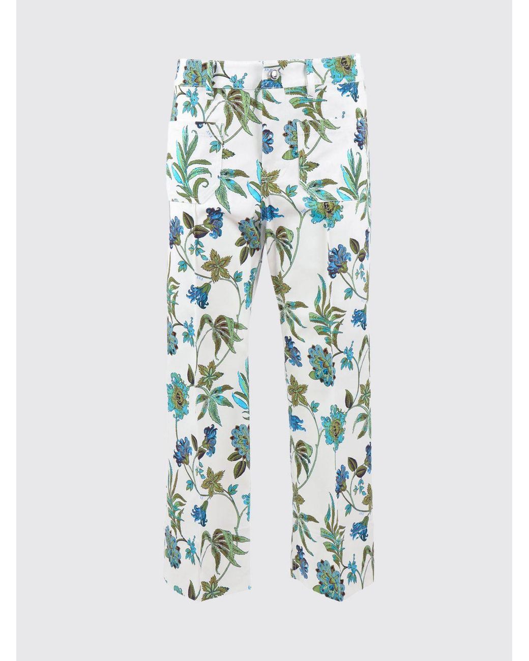 Fay White Printed Cotton Cropped Trousers