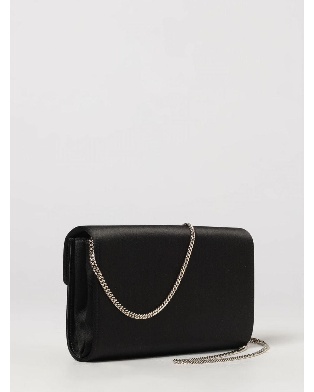 Roger Vivier Black Flower Satin Clutch With Crystals And Metal Mesh Strap